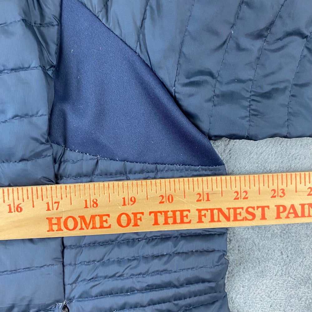 Eddie Bauer Womens XL StormDown 800 Puffer Jacket Navy Blue Lime Green Hooded - Picture 9 of 12